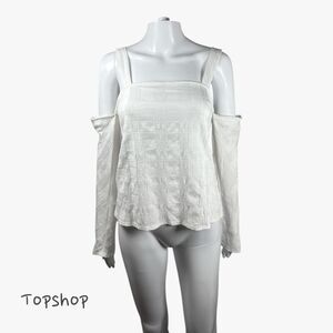 Topshop Women's Cold Shoulder Long Sleeve Top in White Size 4